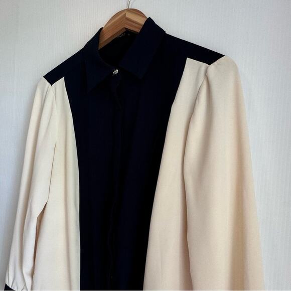 MOTF straight fit two tone shirt navy and cream size large - Picture 6 of 9